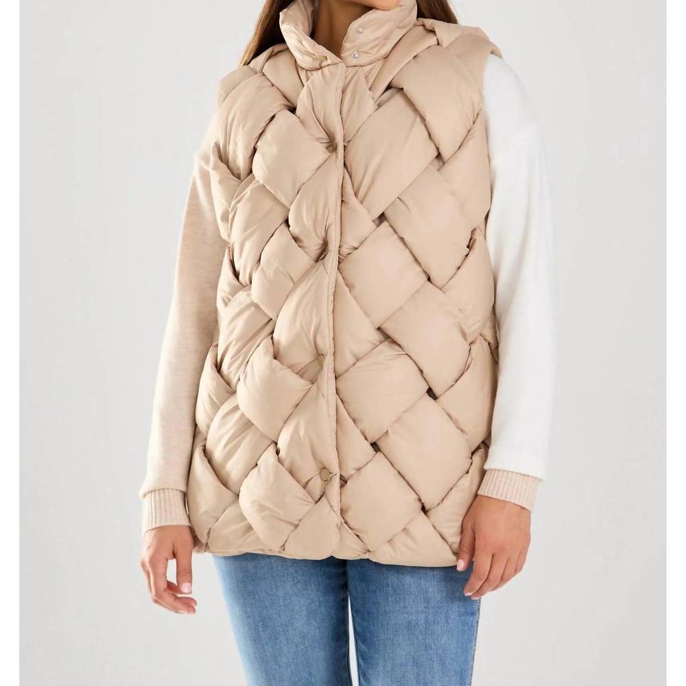 NEW FDJ lightweight basketweave vest in cafe latte